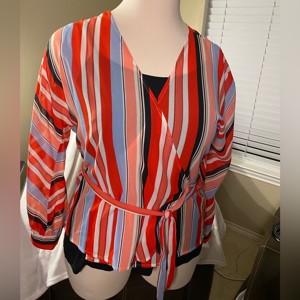 BAR III Blush Beauty “Stripe” Women’s blouse with 3/4 sleeves. (NWT)